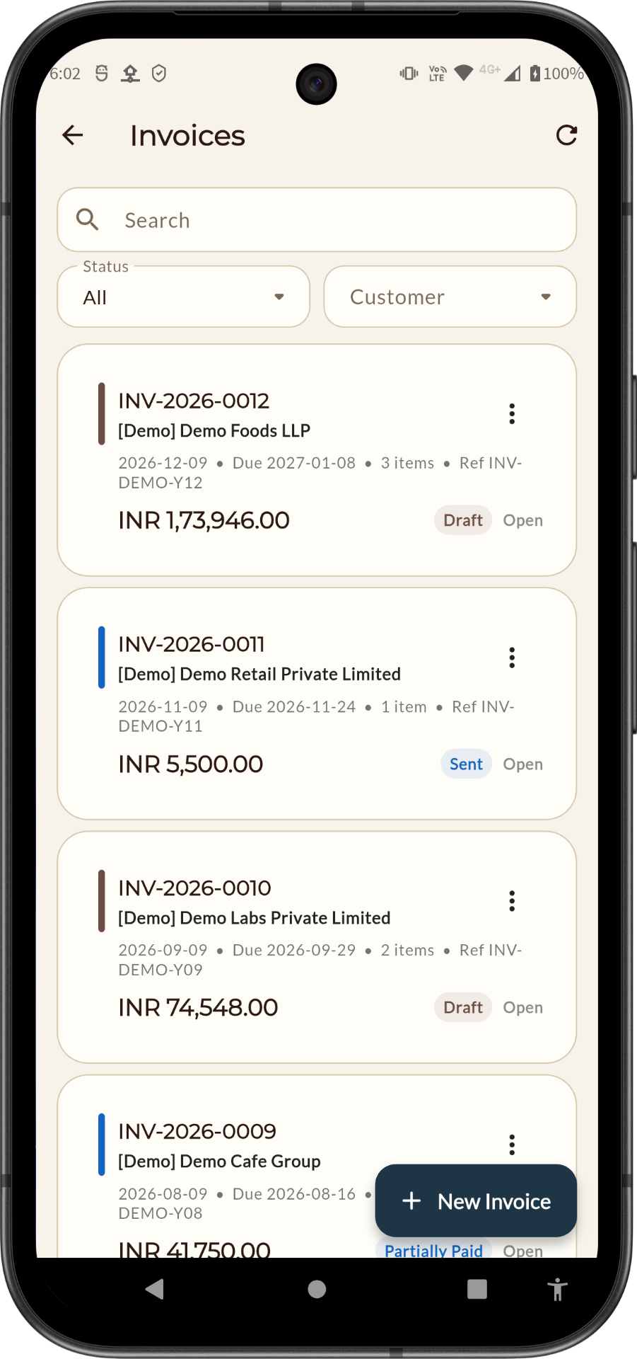 InvoiceBoatLite invoice list